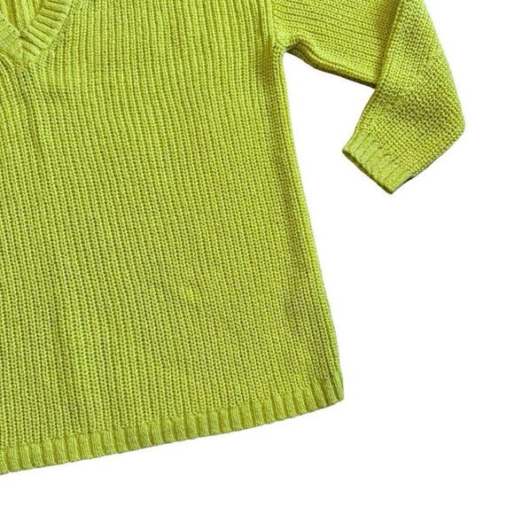 Zara Oversized Yellow Knit V-Neck Sweater - Picture 8 of 11